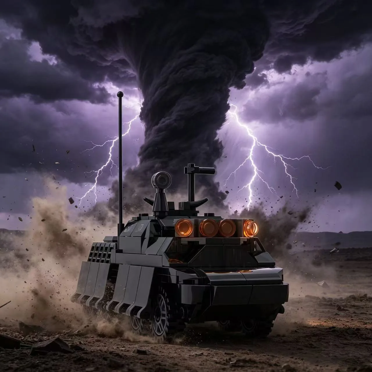 Series Storm Radar Chasing Vehicle TIV 2 TV Tornado Titus Storm Armored Vehicle Model Bricks Intercept Chariot Fighting Car Toys