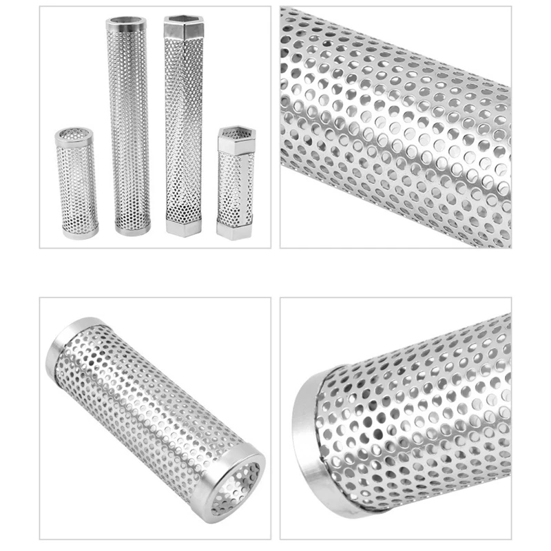 6/12 inch Round/Hexagon Pellet Smoker Tube Stainless Steel Barbecue Pellet Tube Smoker for Cold/Hot Smoking Tube Generator