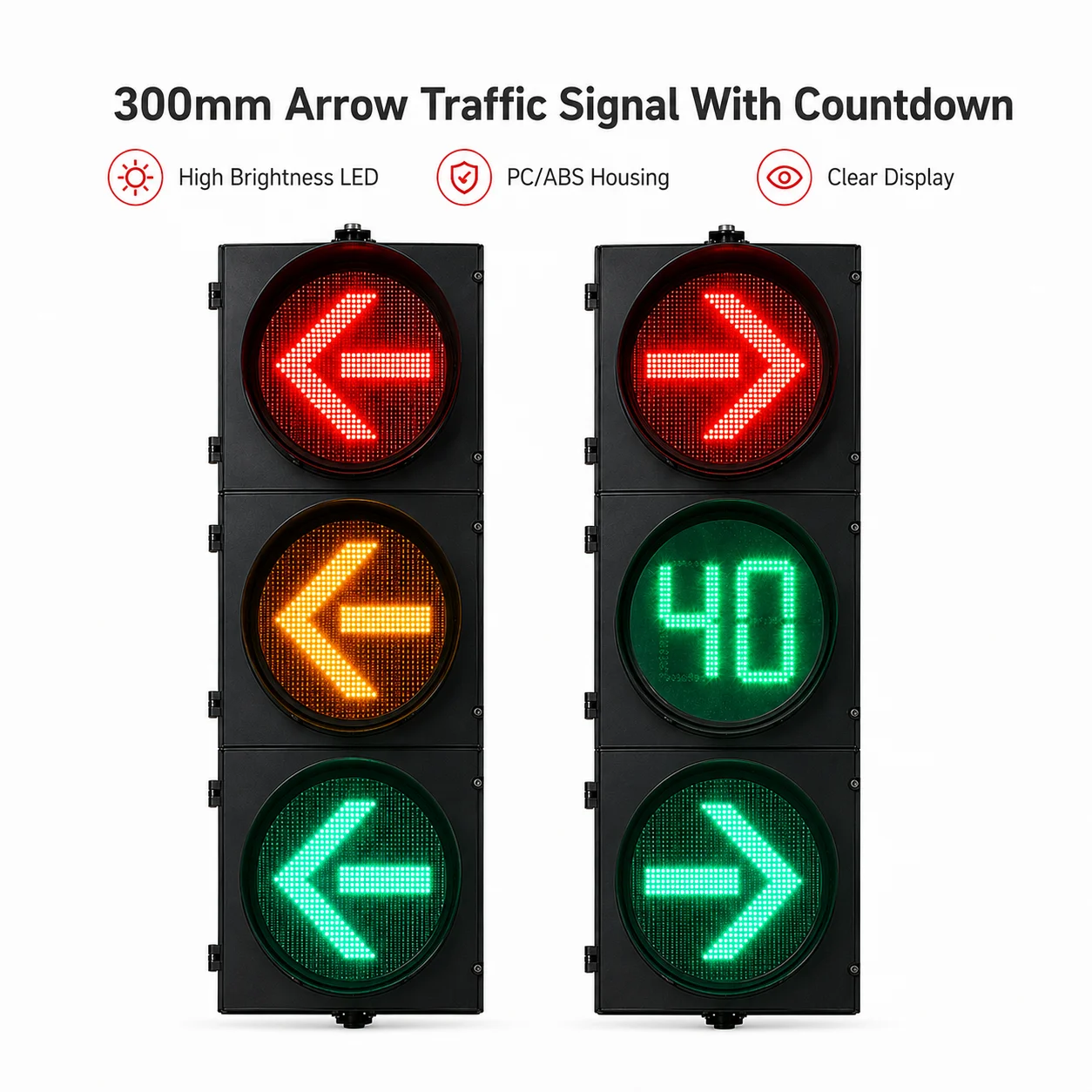 300Mm 3-segment LED bicycle traffic light dynamic countdown timer