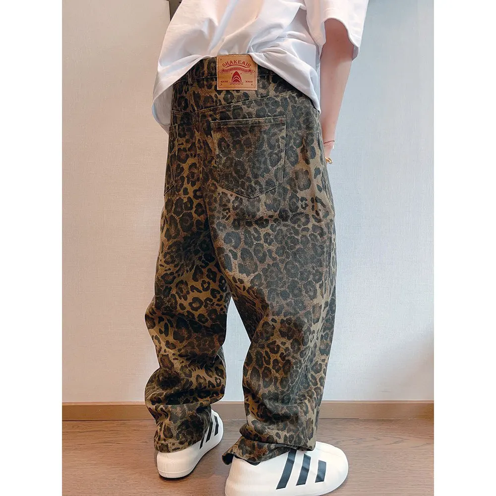 

2024 Autumn and Winter New American Retro Design Niche Workwear Leopard Print Loose Casual Versatile Pants for Men INS