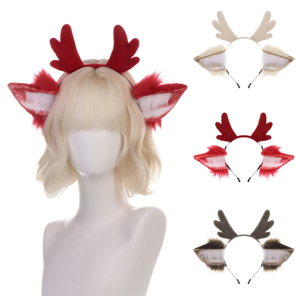 Wholesale Simulated Christmas Antler Headband Headwear Cosplay Costume Animal Deer Ear Halloween Party