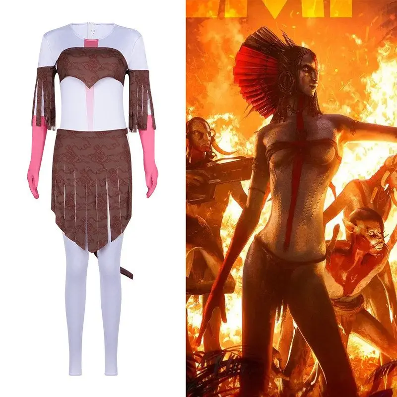 

Avatar 3 Cosplay Suit Fire And Ashes Leader Wan Long Onesie Halloween Stage Performance Costume Women's Ethnic Fashion Clothing