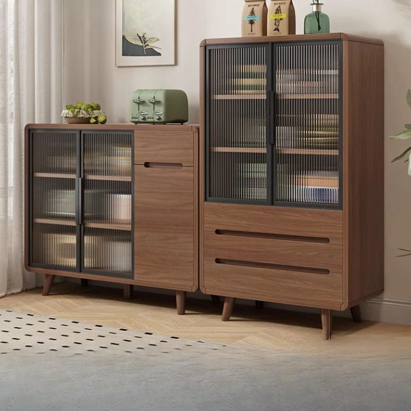 Solid wood integrated wall living room tea multi-functional kitchen storage cabinet