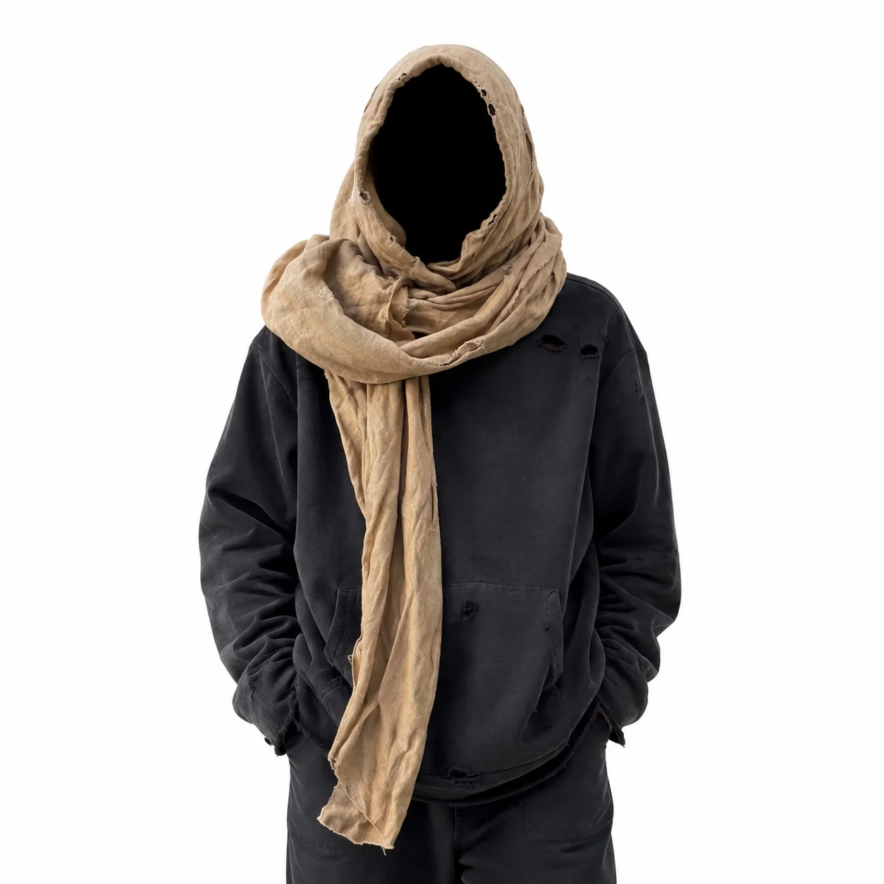 Hooded Patchwork Hoodie Loose Fit Streetwear with Colorblock Hood Included Mid Length Long Sleeve Headscarf Hoodie for Women