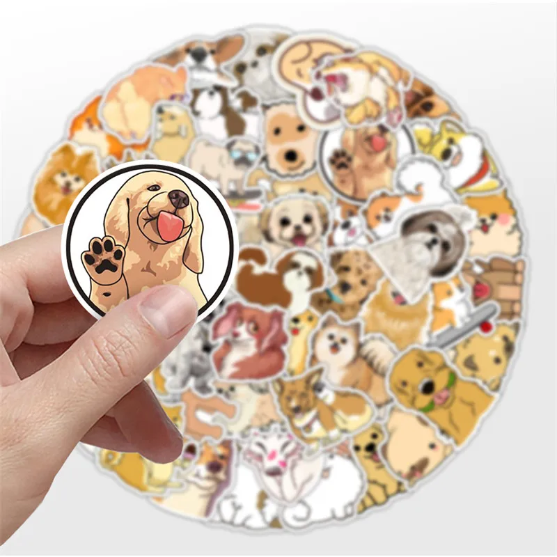 50PCS Creative Pet Dog Stickers DIY Diary Laptop Luggage Skateboard Water Cup Graffiti Decals Fun Classic Toy Gift Decoration