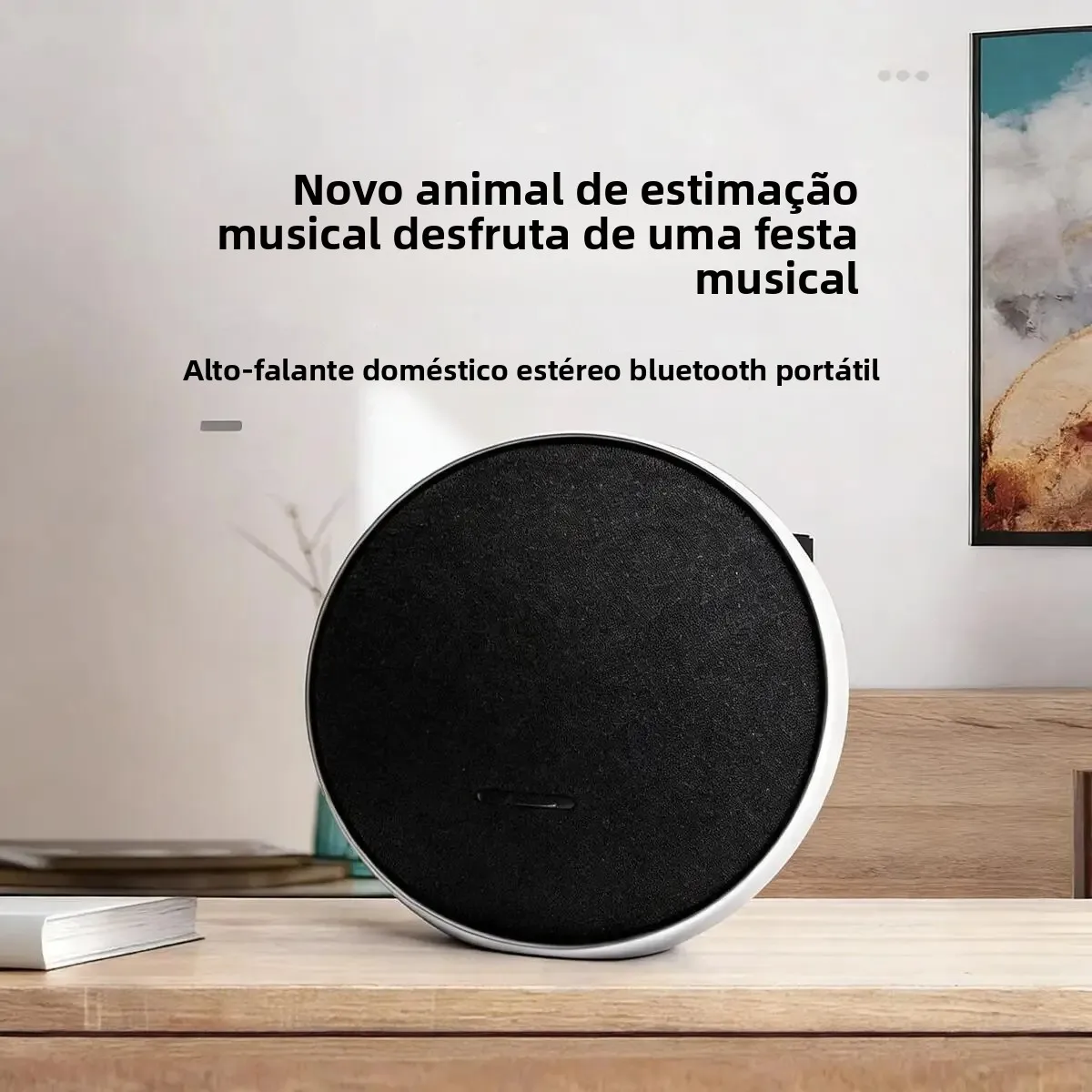 Novo Mini Alto-falante Bluetooth Criativo Redondo com Subwoofer HiFi Estéreo, Bateria de Longa Duração e Conexão Multi-dispositivo para Decoração de Mesa