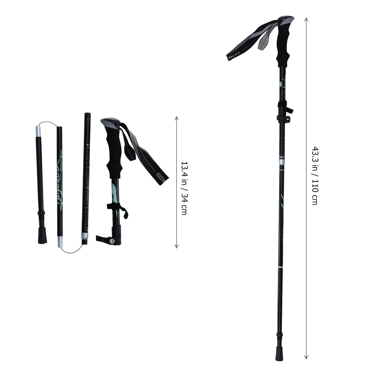 

Ultra-Light Multi-Section Aluminium Alloy Trekking Pole Foldable Mountaineering Stick For Hiking Camping Skiing Outdoor Black