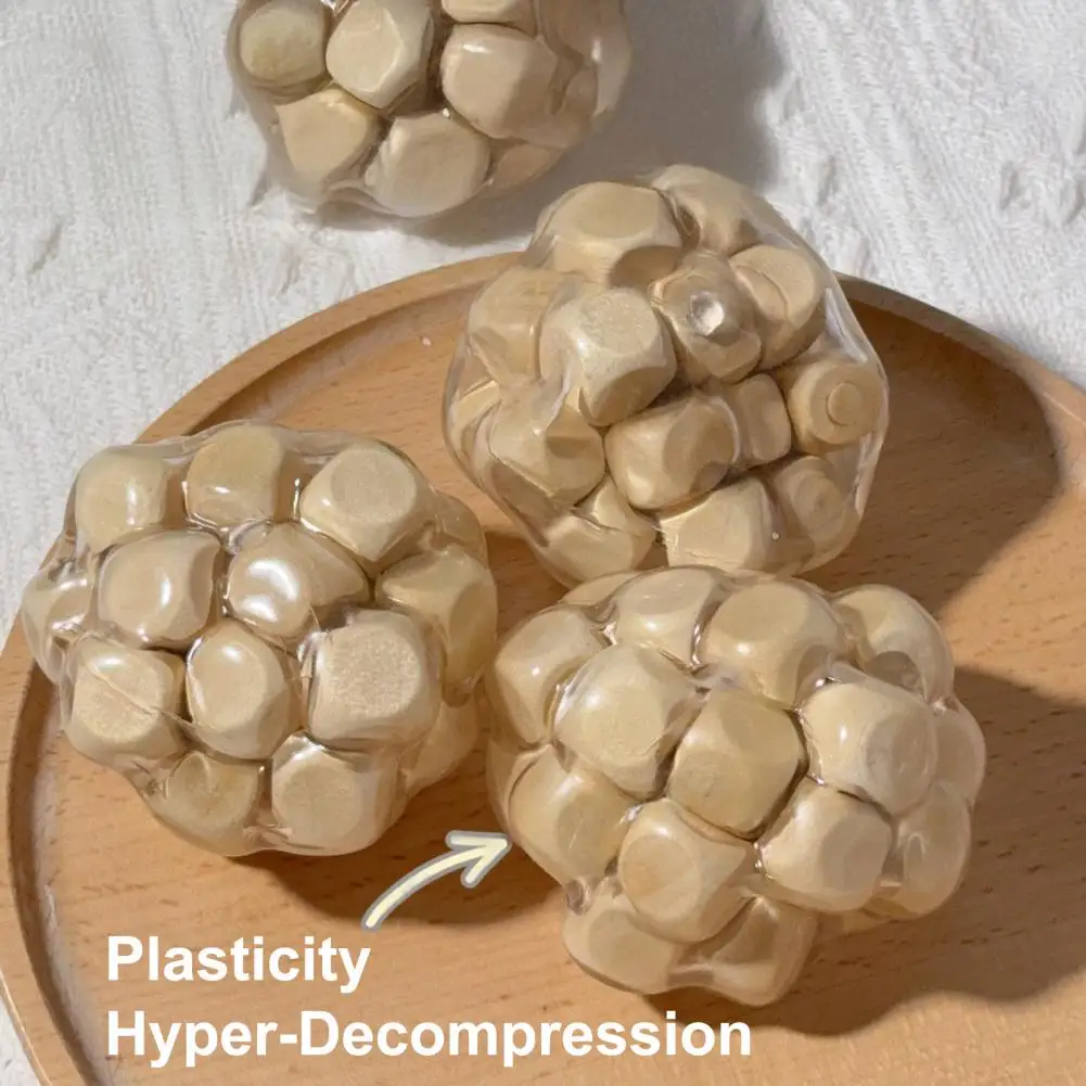 Stress Relief Ball Wooden Block Stress Ball Cube Anxiety Relief Squeeze Toy Portable Textured Fidget Ball for Travel Stress