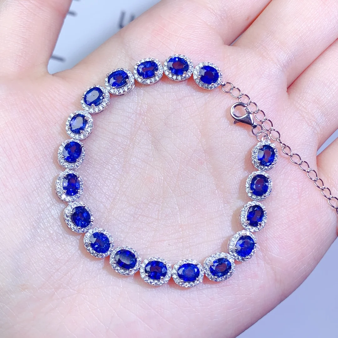 

Bracelet New women's natural Sapphire 925 sterling Silver Simple generous luxury gem Christmas gift ladies free shipping