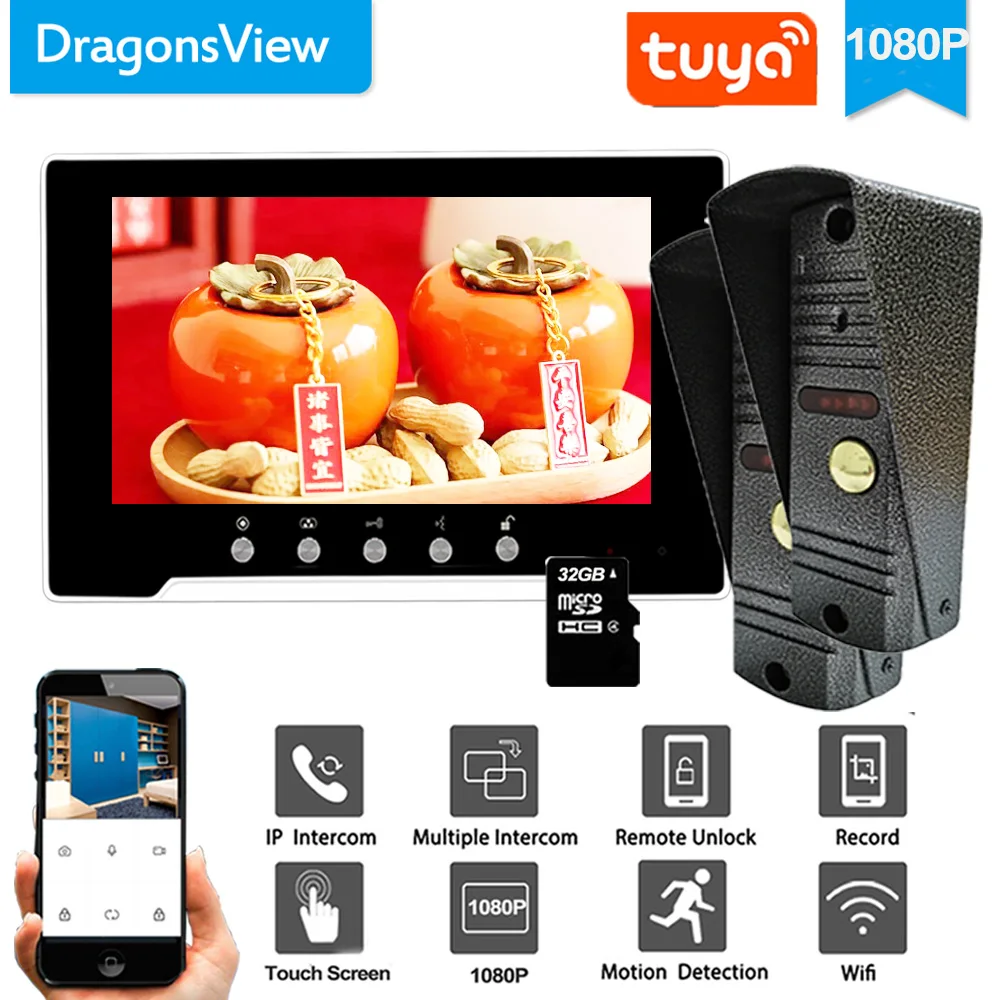 

Видеодомофон Dragonsview 1080P, 7 дюймов, Wi-Fi, с сенсорным экраном