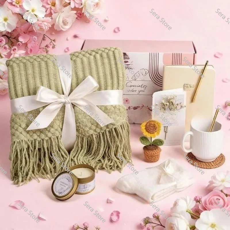 Women's Gift Set, Sunflower Potted Plant Gift Box, Includes Socks, Mug and Coaster, Mother's Day and Valentine Gift Set