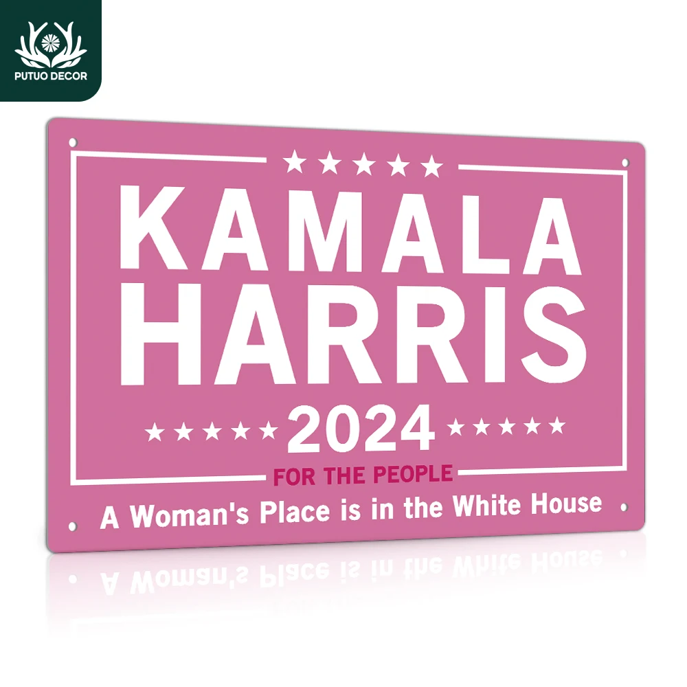 Putuo Decor  Kamala Harris Vintage Tin Sign, Kamala Harris for the People a Woman's Place Is in the White House, Wall Decor