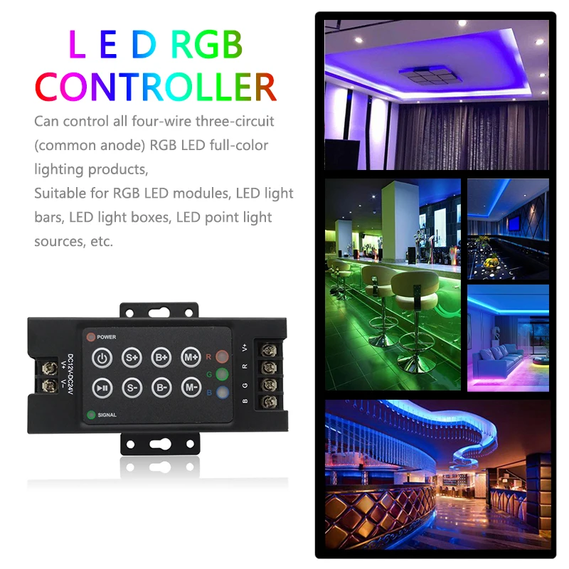 New 8-Button RGB Strip Controller DC 12V 24V 30A RF Wireless Remote Control Dimmer for 5050 2835 COB Color Module Light Lamp Bar