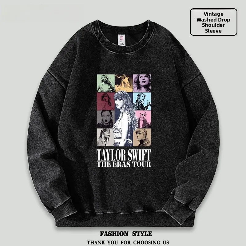 

Тонкая толстовка с капюшоном Waed Shoulder Sve для концертного тура, осенняя, повседневная, удобная, с длинными рукавами, круглым вырезом, из хлопка и полиэстера