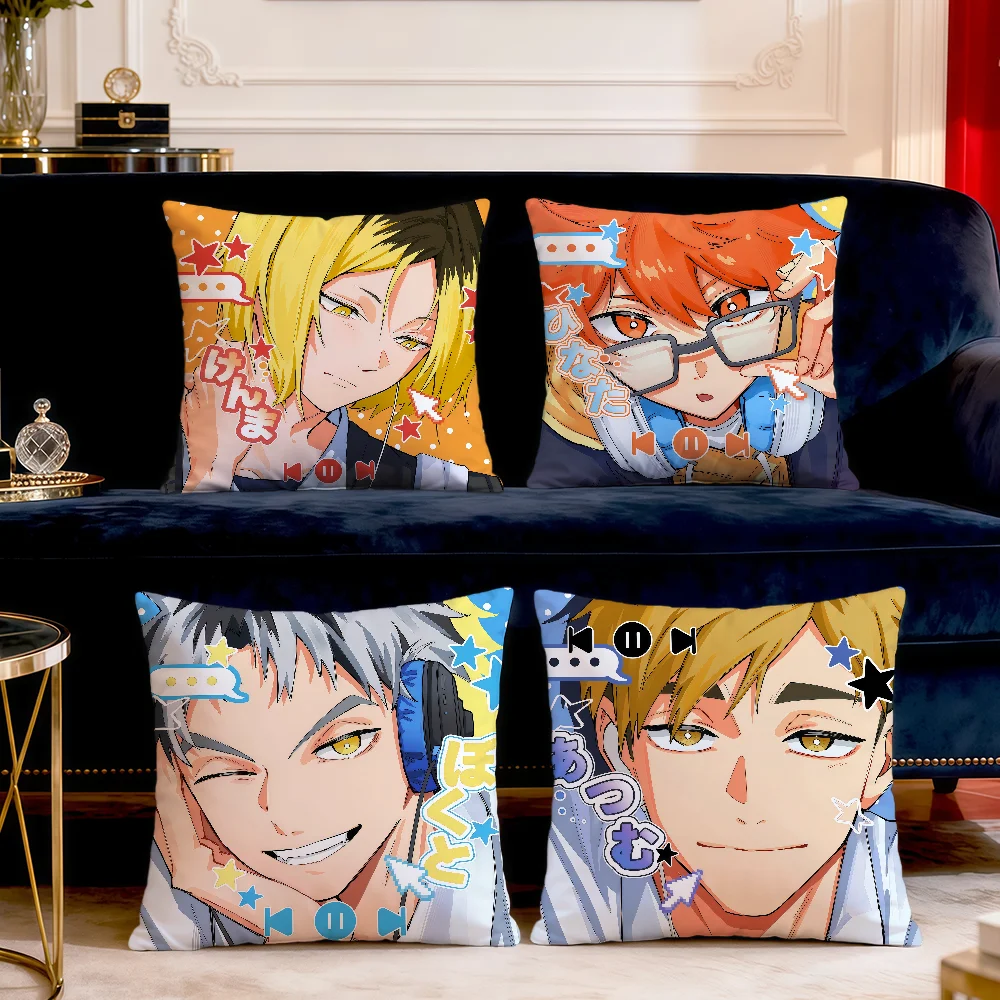 Anime Manga Fanart Cool Cute H-Haikyu Hinata Kageyama Soft Pillow Cover For Sofa Home Living Room Decor Hogar Pillowcase