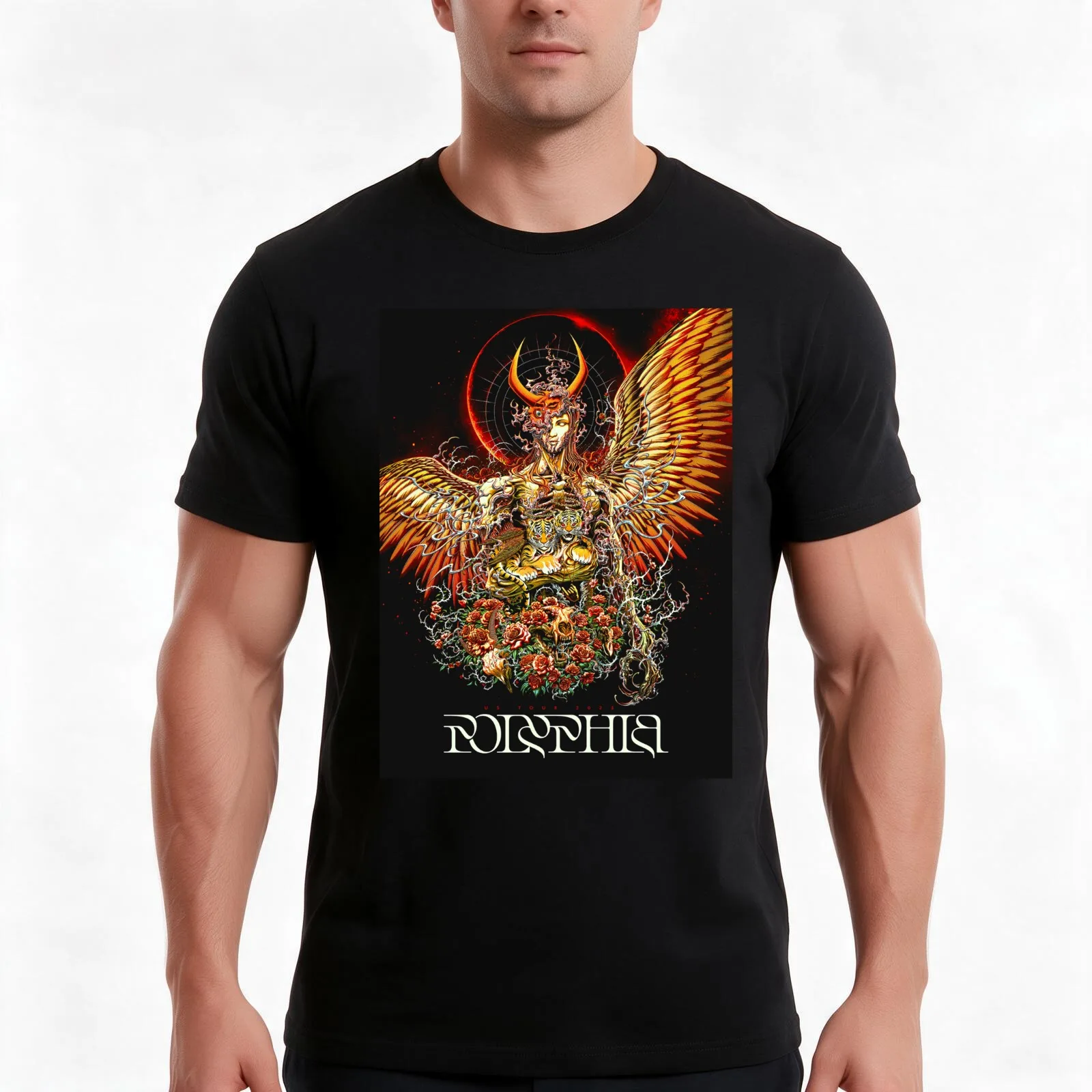 Polyphia Art T-Shirt, Summer Casual Cotton Tee, Oversized Streetwear Tops, Vintage Graphic Print, Loose Fit Short Sleeve
