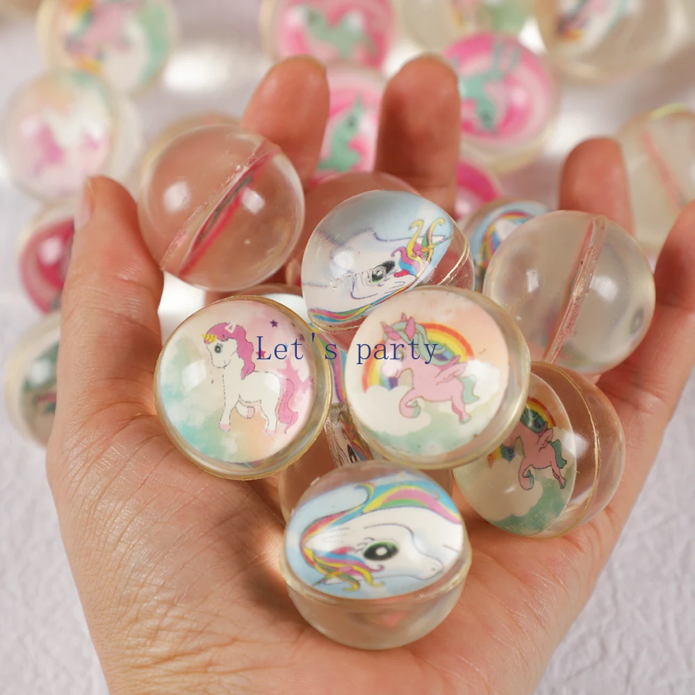 10Pcs Cute Rainbow Unicorn Bouncy Ball Rubber Juggling Outdoor Sports Toys for Kids Birthday Party Favors Baby Shower Goodie Bag