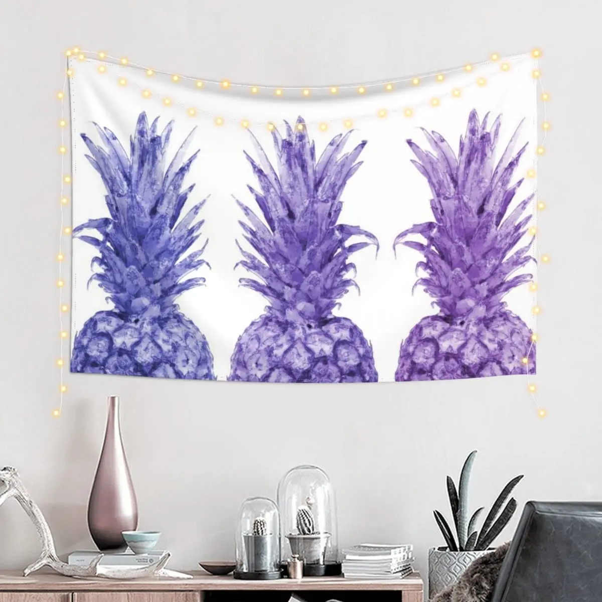 Purple Pineapple Trio Tapestry Cute Decor Room Design Tapestry