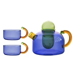 Color Contrast High Temperature Resistant Glass Tea Water Separation and Filtration Small Teapot Home Cooking Teapot