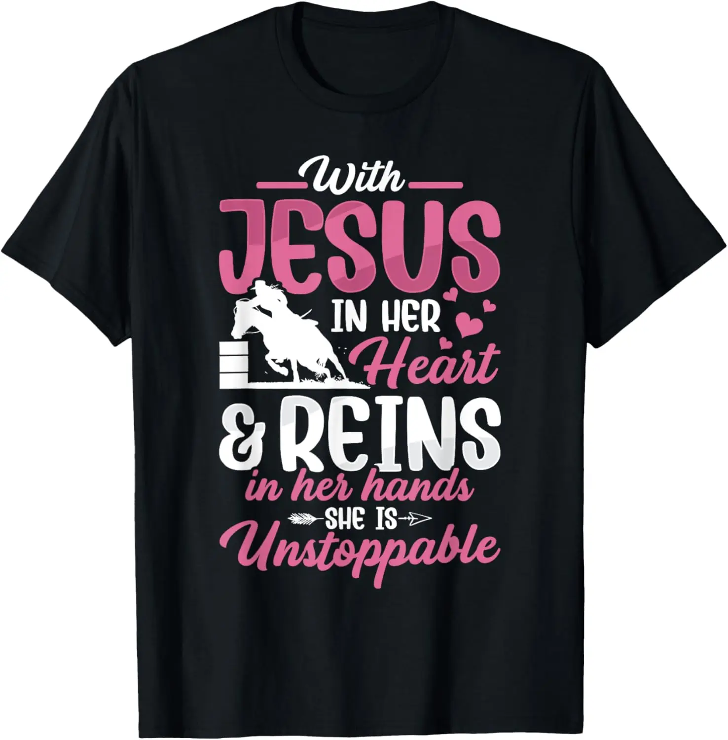 Avec Jésus Barrel Racer Race Barrel Racing Horse Rodeo Femmes T-Shirt