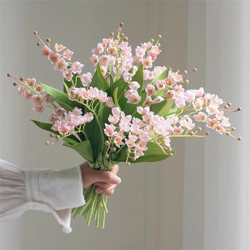 

Lily the Valley Simulation Flower Bridal Bouquet Wind Chime Photography Prop Table Arrangement Silk Home Tea Several Ornaments