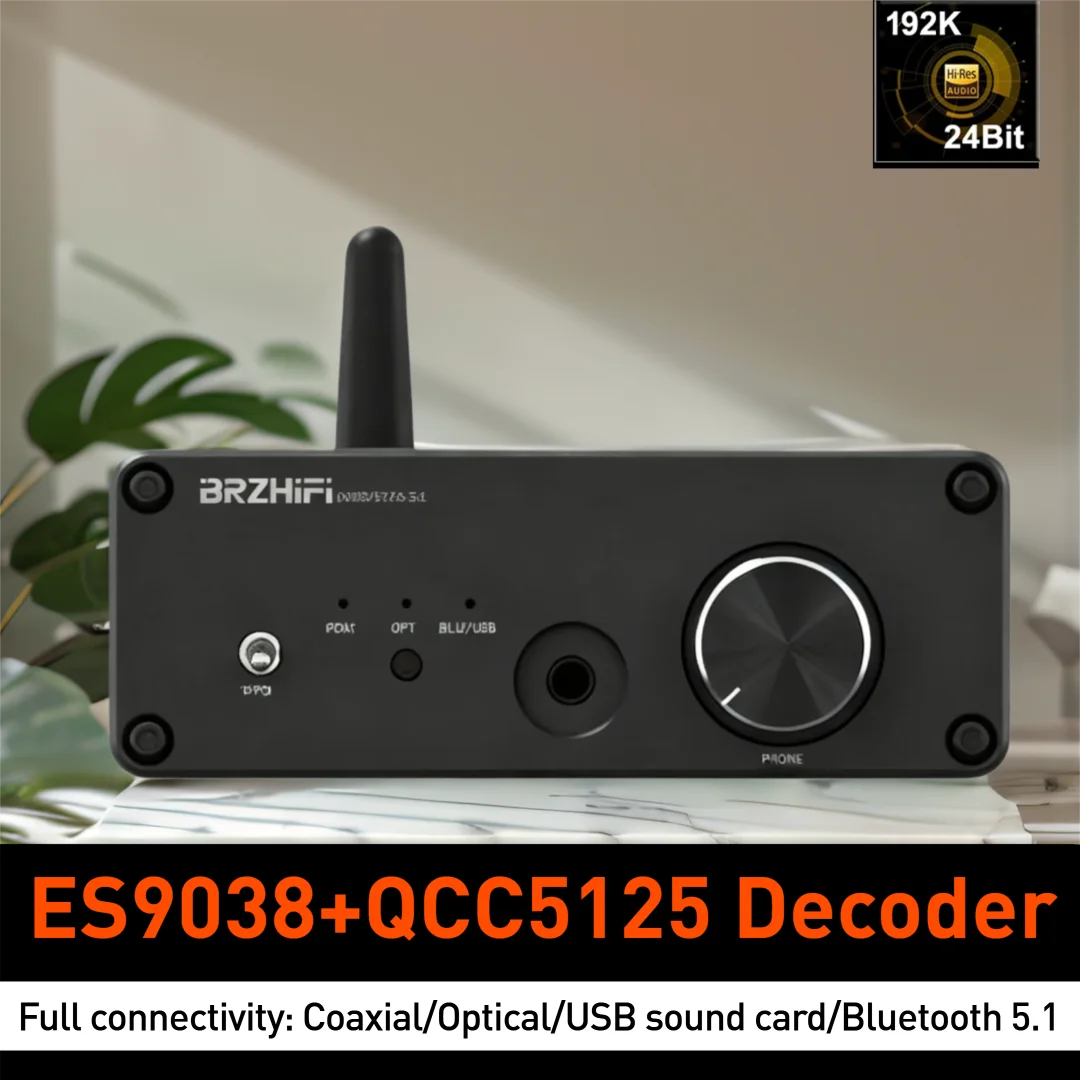 

Upgraded 5.4 Bluetooth Receiver ES9038Q2M Audio Decoder APTX-HD DAC QCC5125 Adapter JRC5534DD Support Decoding 192K 24Bit