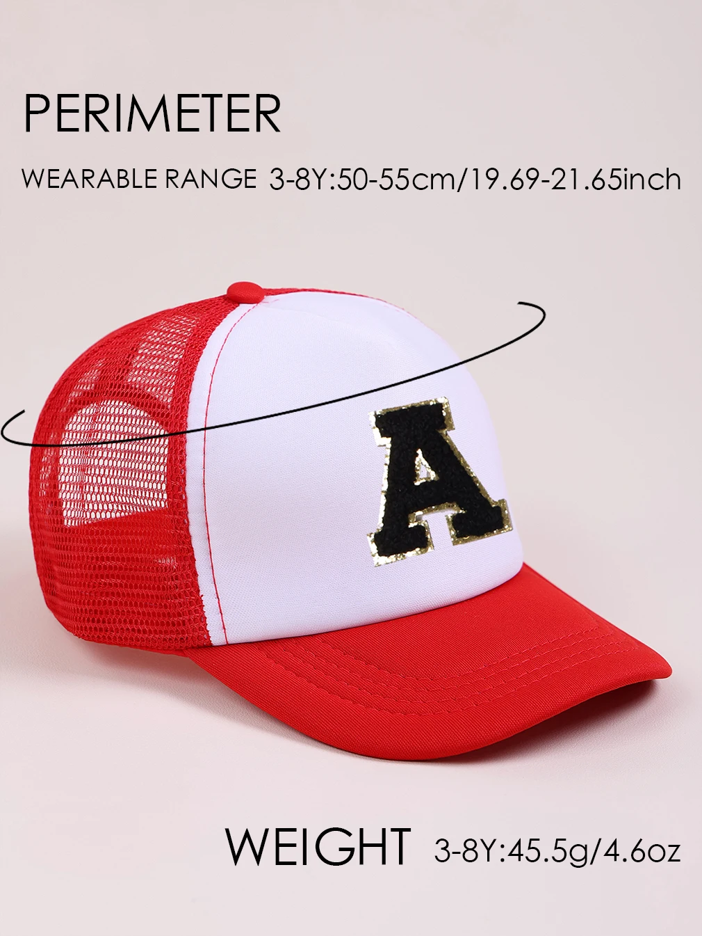 1pc Red Hat With 26-Letter Pattern, Kids Cap For Boys And Girls, Baseball Cap, Sun Visor Hat, Suitable For Outdoor Activities An