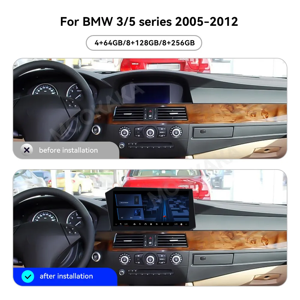 12.9 "أندرويد 14 ستيريو تلقائي لسيارات BMW 3 Series E9X 5 Series E60 2005-2012 راديو السيارة نظام تحديد المواقع والملاحة مسجل شرائط سماعة الرأس Carplay