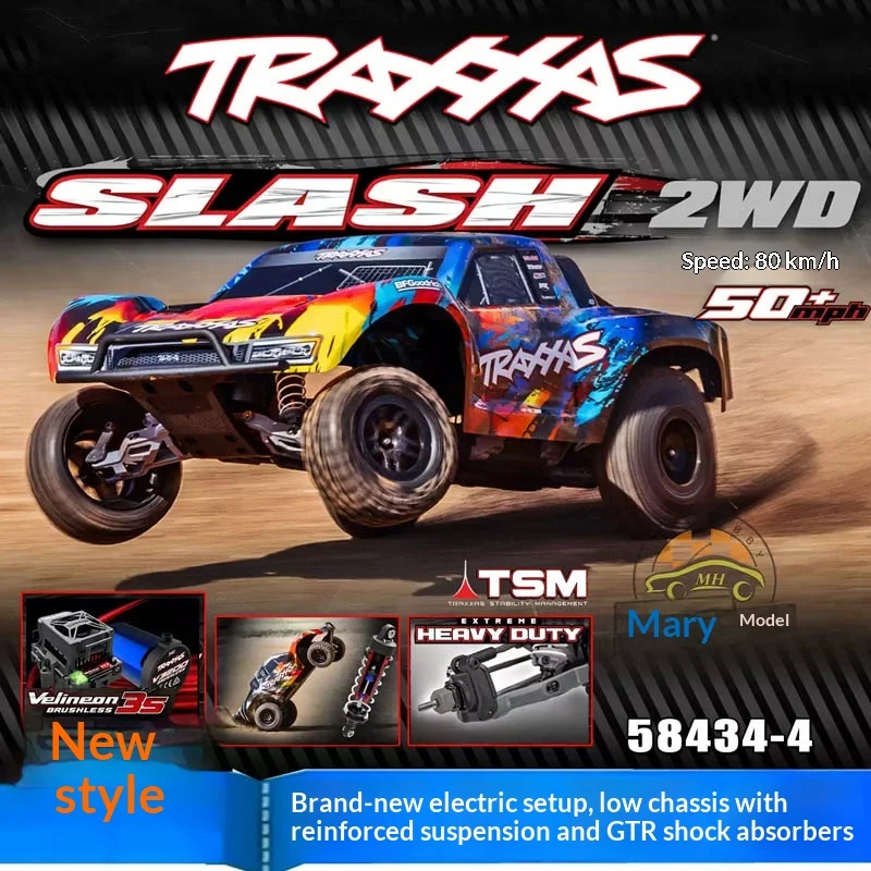 New Traxxas Slash 2wd Brushless Short Course Truck 8434-4 40th Anniversary Paint Low Chassis Rc Remote Control Off Road Car Toy