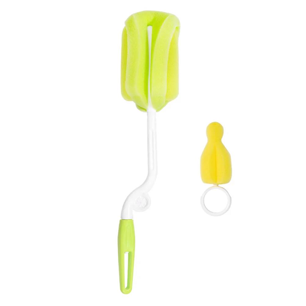 1 Set Baby Nursing Accessories Cleaning Brush Set Rotatable Feeding Bottle Sponge Brush for Home Outdoor Baby (Yellow, Green, Pi