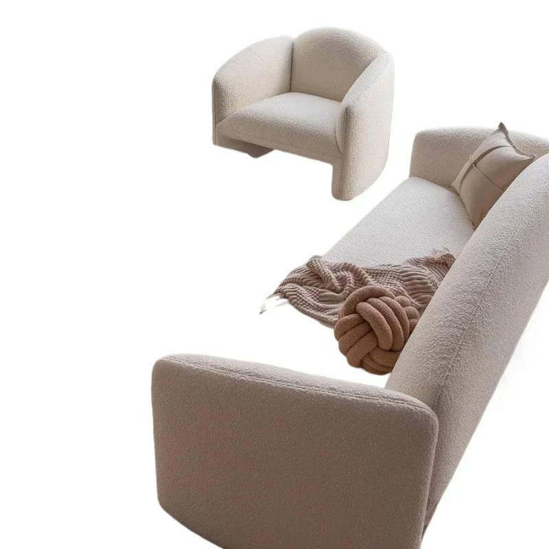 

Nordic lamb wool designer fabric sofa small apartment living room 2023 new simple modern small apartment