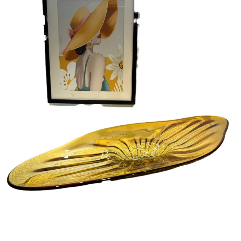 Modern simple amber handmade glazed fruit plate hotel lobby ornament
