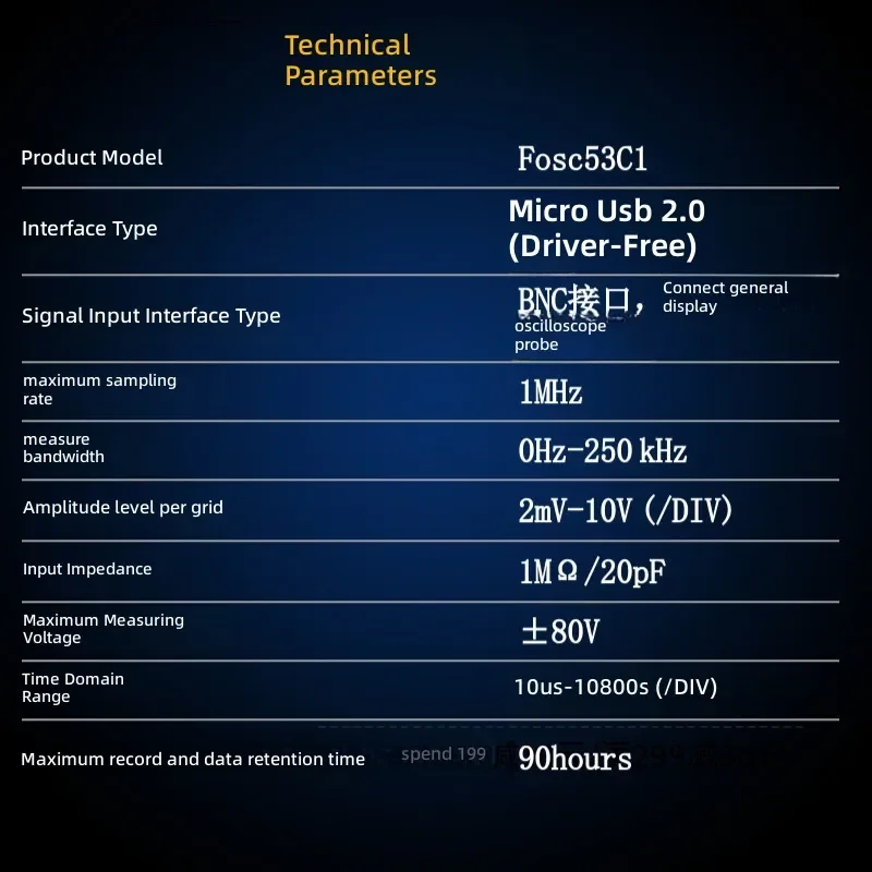 Fosc53C1 5 Channel USB Oscilloscope 1M Sampling Rate Handheld Portable Digital Storage Scope For Lab Electrical Car Repair