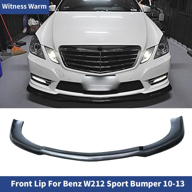 for W212 Carbon Fiber Front Lip Spoiler Splitter for Benz e Class E260 E300 E400 Sport Sedan 4 Door 2010- 2013 Frp Bumper Guard