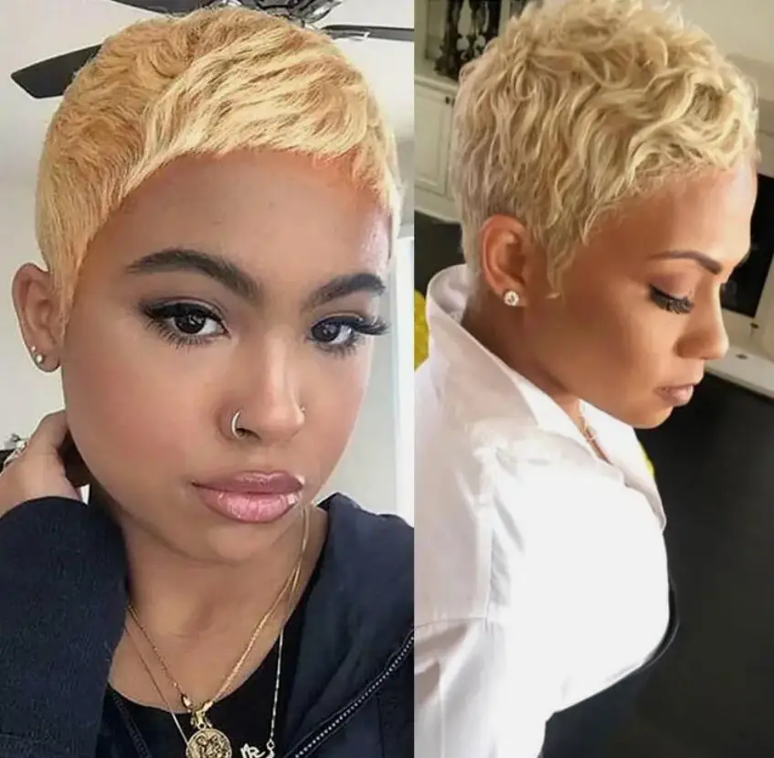 Blonde Short  Cut  Hair Wigs   Hair No Lace Front Wig