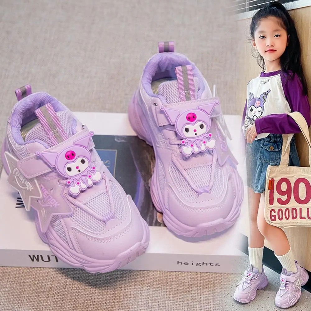 

Kawaii Girls Sports Sneakers Cartoon Kuromi Kids Tennis Shoes Sanrios Cute Doll Running Shoes Non Slip Breathable Child Gift