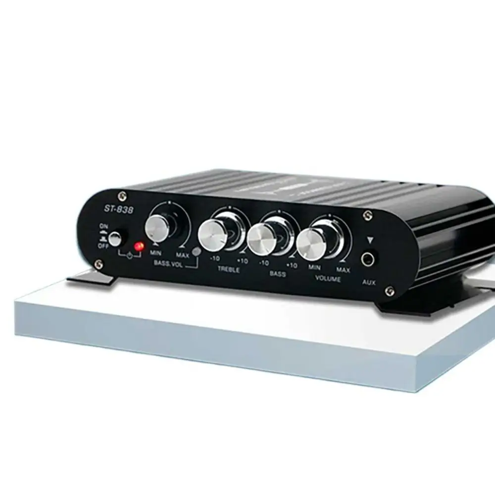 Silver 2.1 Channel ST-838 Amplifier Subwooferoof Car MP3 HIFI Amplifier Audio 12V Power Amplifier for Speaker/Phone/Computer/DVD