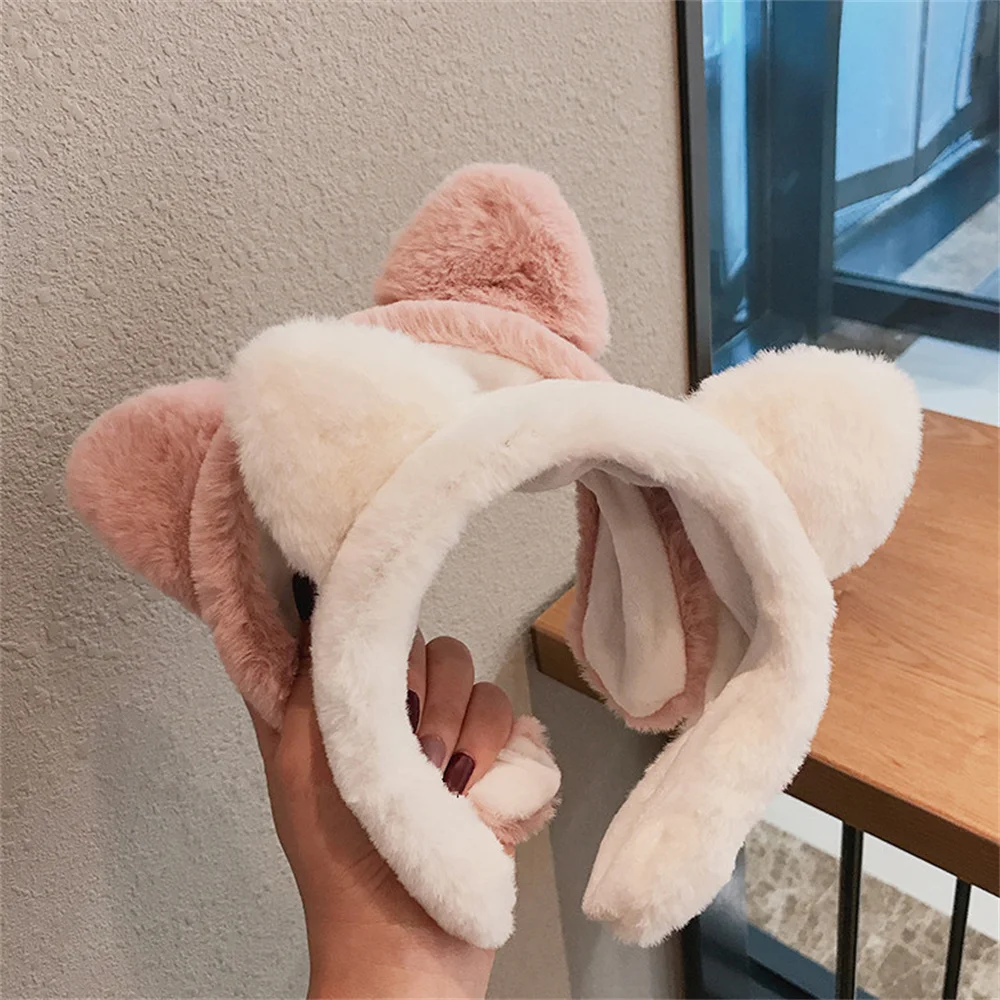 Cute Hairbands Cat Ears Coral Fleece Soft Headband SPA Bath Shower Make Up Wash Face Headband Headdress Girls Hair Accessories