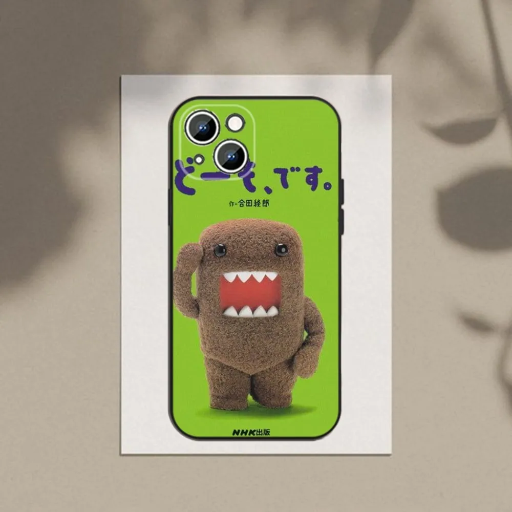 Cute Domo-kun Phone Case Phone Case For Apple iPhone 15,14,13,12,11,XS,XR,X,8,7,Pro,Max,Plus,mini Silicone Black Cover
