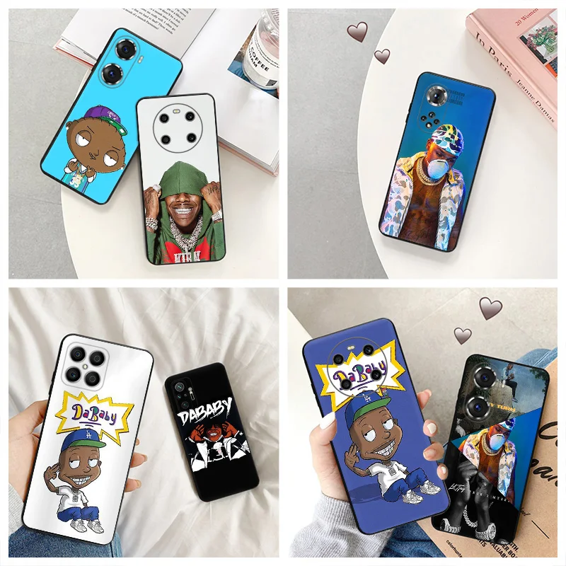 Silicone Black Phone Case for Honor x8b Magic5 x9 x7 b x6 x8 a 90 70 8x x8a x7b DaBaby Baby Pixel 6a 7a 8a 7 6 8 Pro Cover