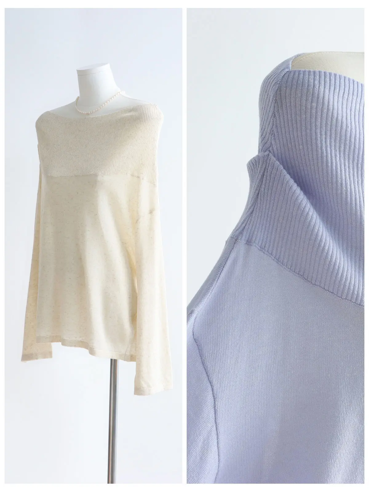 Dave&di Multiple Ways To Wear Slightly Transparent Linen One Neck Fashionable Off Shoulder Knitted Shirt For Spring And Summer