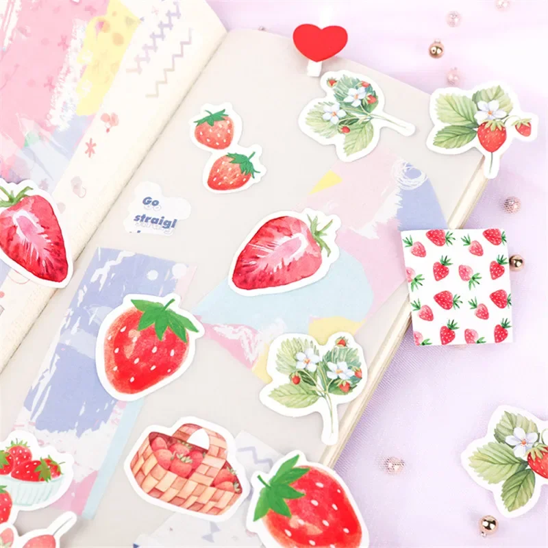 45 Pcs/box Strawberry Cheese Delicacy Food Journal Decorative Stationery Stickers Scrapbooking DIY Diary Album Stick Lable