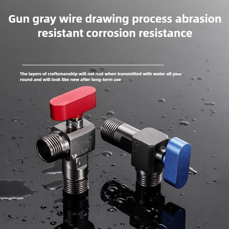 صمام زاوية بارد وساخن 4 نقاط، سخان مياه منزلي من الفولاذ المقاوم للصدأ، صمام كروي كبير التدفق، صمام زاوية مستقيم #5