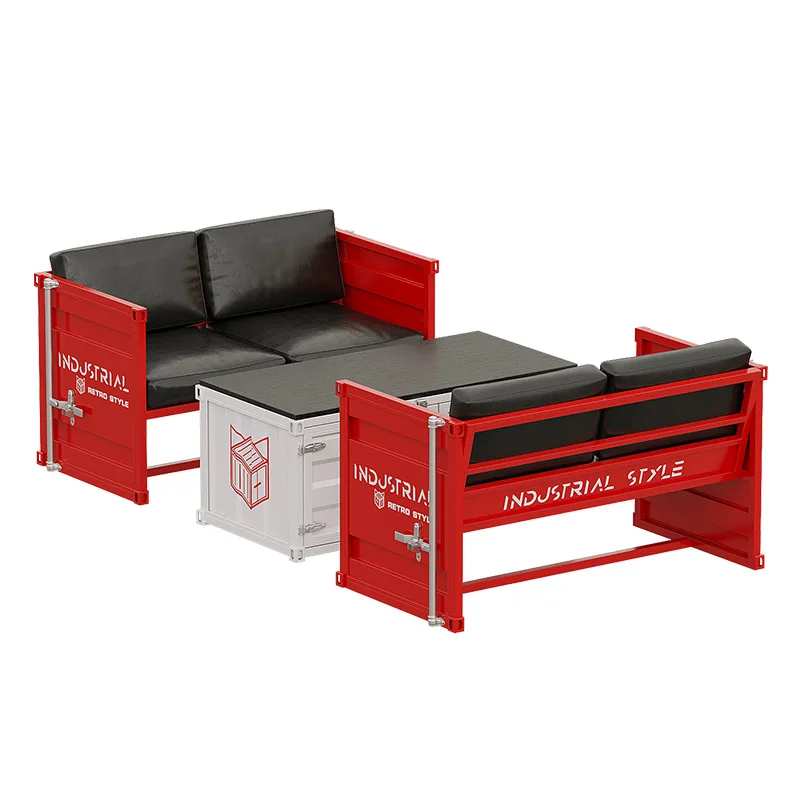 

#Industrial Style Restaurant Sofa Booth Retro Bar Wrought Iron Can Be Stored Container Dining Table And Chair Combination