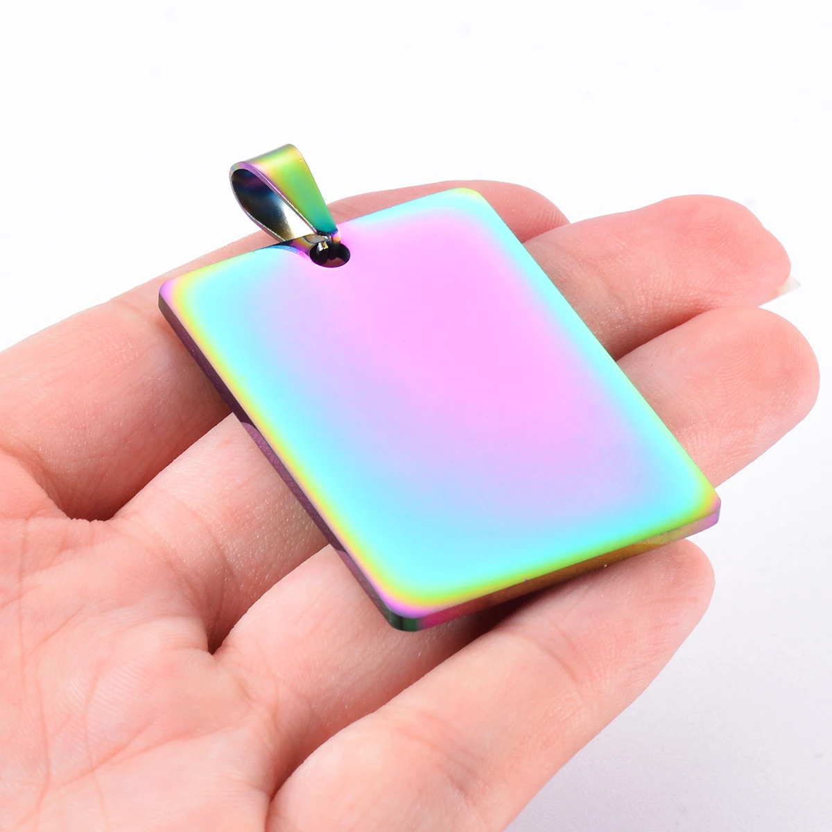 5pcs Wholesale Rectangle 5 Colors Unisex Stainless Steel Army ID Blank Dog Tags Pendant Necklace Jewelry 28*40mm Hypollergenic