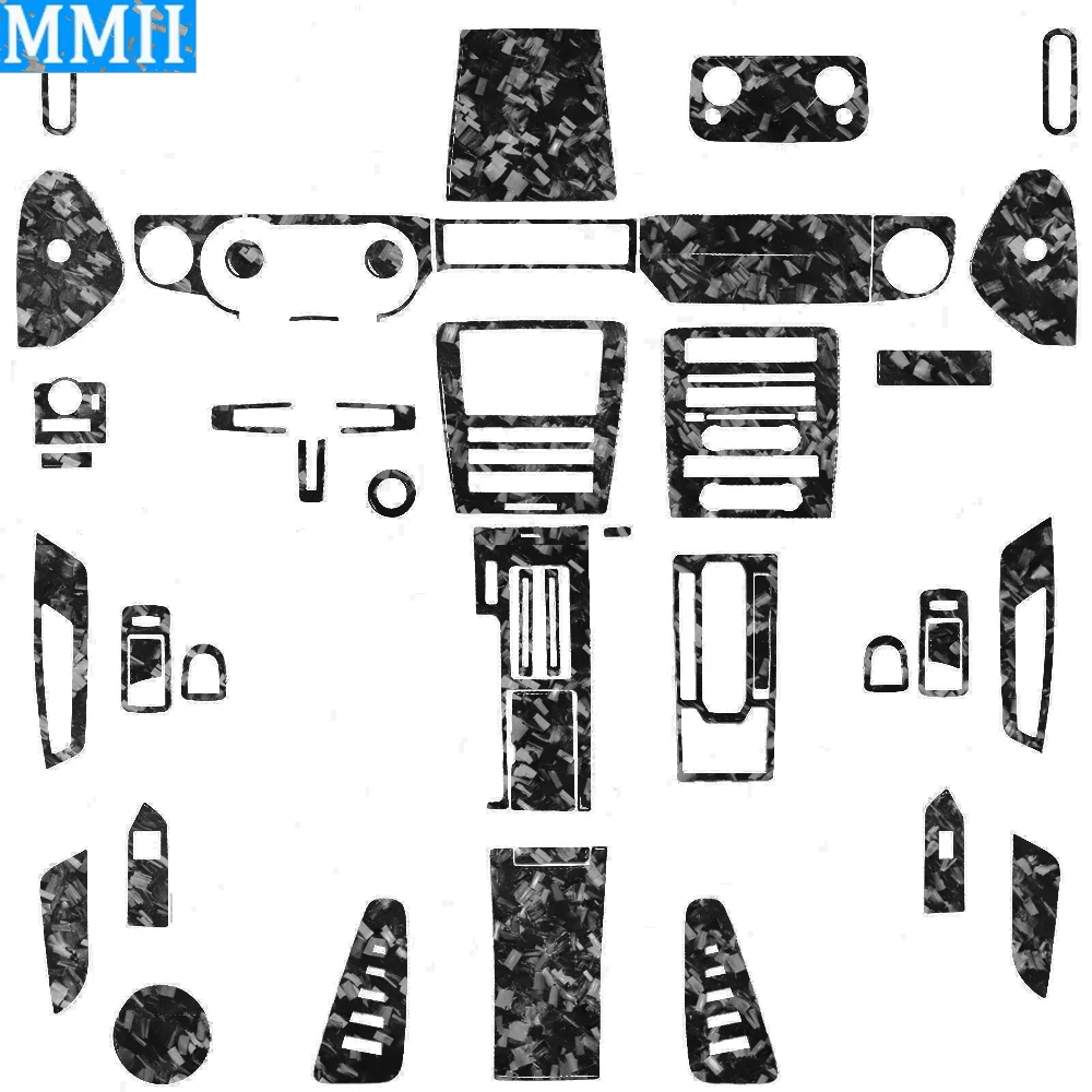 50Pcs Real Forged Carbon Fiber Full Set Interior Trim Cover Car Accessories Decoration Sticker For Ford Mustang GT 2009-2014