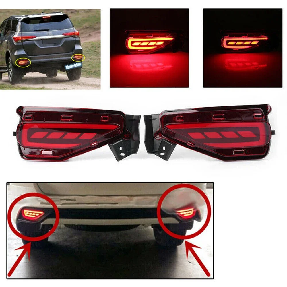 

2PCS/Set LED Reflector Rear Bumper Light Fog Lamp Brake Light Turn Signal For Toyota Fortuner SW4 2015 2016 2017 2018 2019 2020