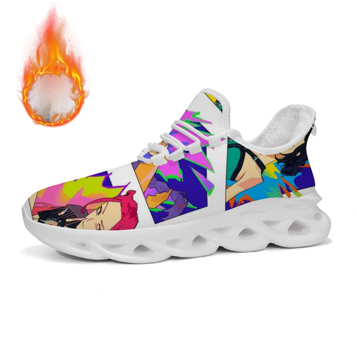 

Зимняя женская обувь, красочные спортивные кроссовки на флисовой подкладке с рисунком аниме, мужские кроссовки, зимние теплые кроссовки унисекс