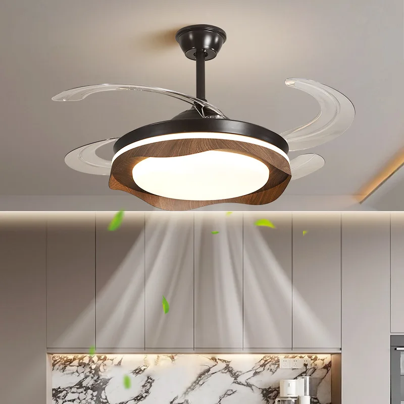 

42inch New invisible silent ceiling fan light restaurant retro frequency conversion integrated fan eye protection pendant light
