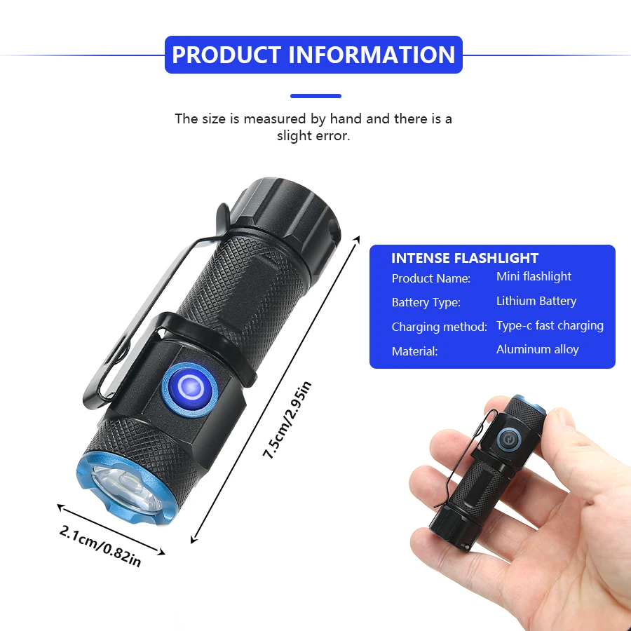 Mini High Brightness P50 LED Flashlights Portable Hat Clip Torch USB Rechargeable with Tail Magnet For Camping Fishing Lantern